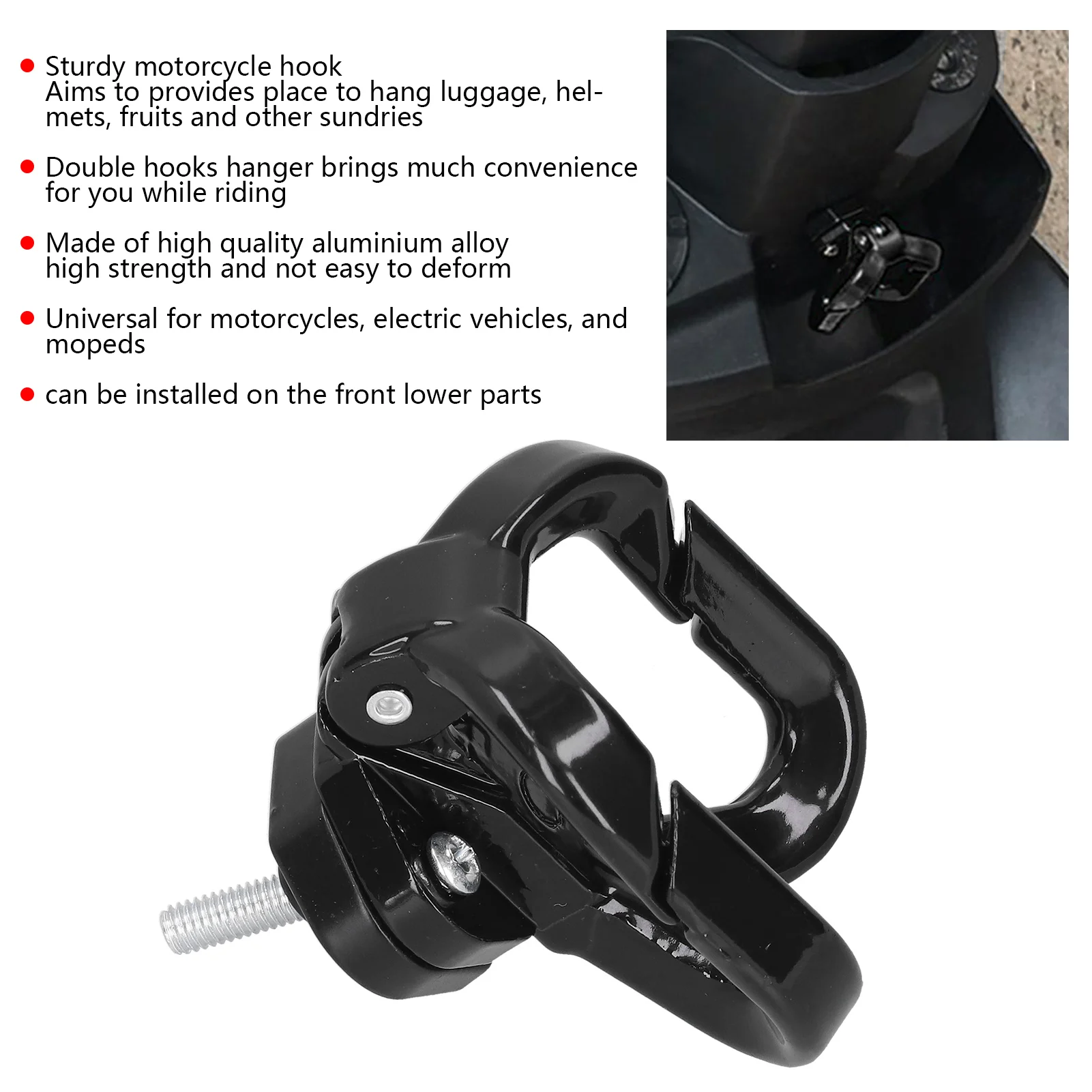 Double Hooks Hanger Motorcycle Luggage Holder Universal Motorcycle Hook Helmet Luggage Bag Hanger Holder Carrier Aluminium Alloy