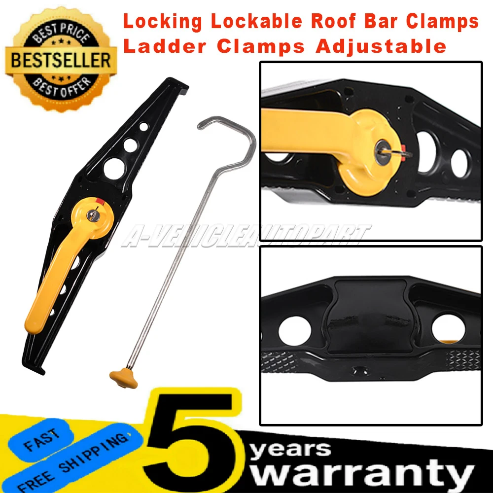 

New Adjustable For Locking Lockable Roof Bar Ladder Rack Clamps 1 Pc Easy Installation car accessories