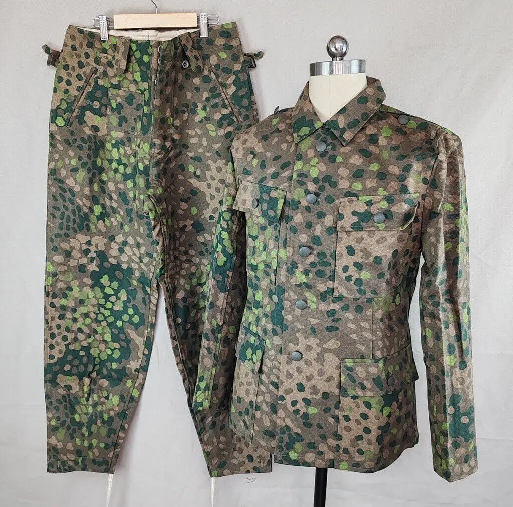 تأثيري الألمانية النخبة DOT44 التمويه ERBSENTARN تونك وسراويل بنطلون M43 حقل ملابس العمل إعادة تمثيل الفيلم الدعائم #1