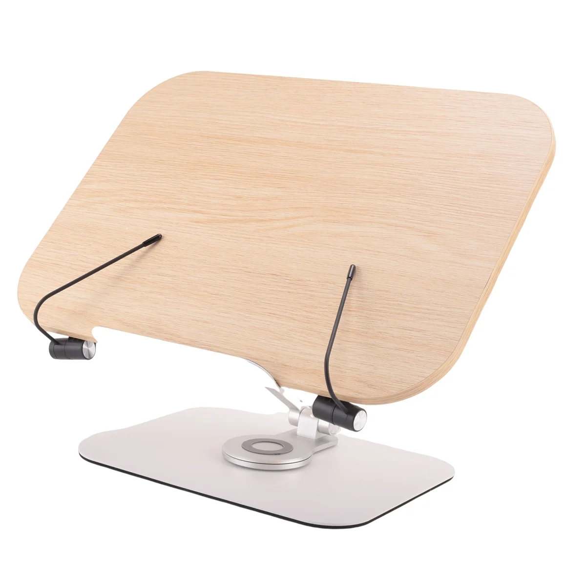 

BHTS Book Stand for Reading, Adjustable Bracket with 360° Rotating Base & Page Clips, Foldable Desktop