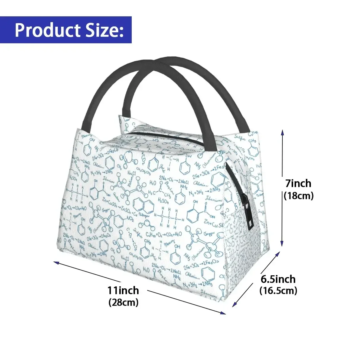 Science Chemistry Pattern Lunch Bag Biology Casual Lunch Box For Women School Convenient Cooler Bag Custom Tote Food Bags