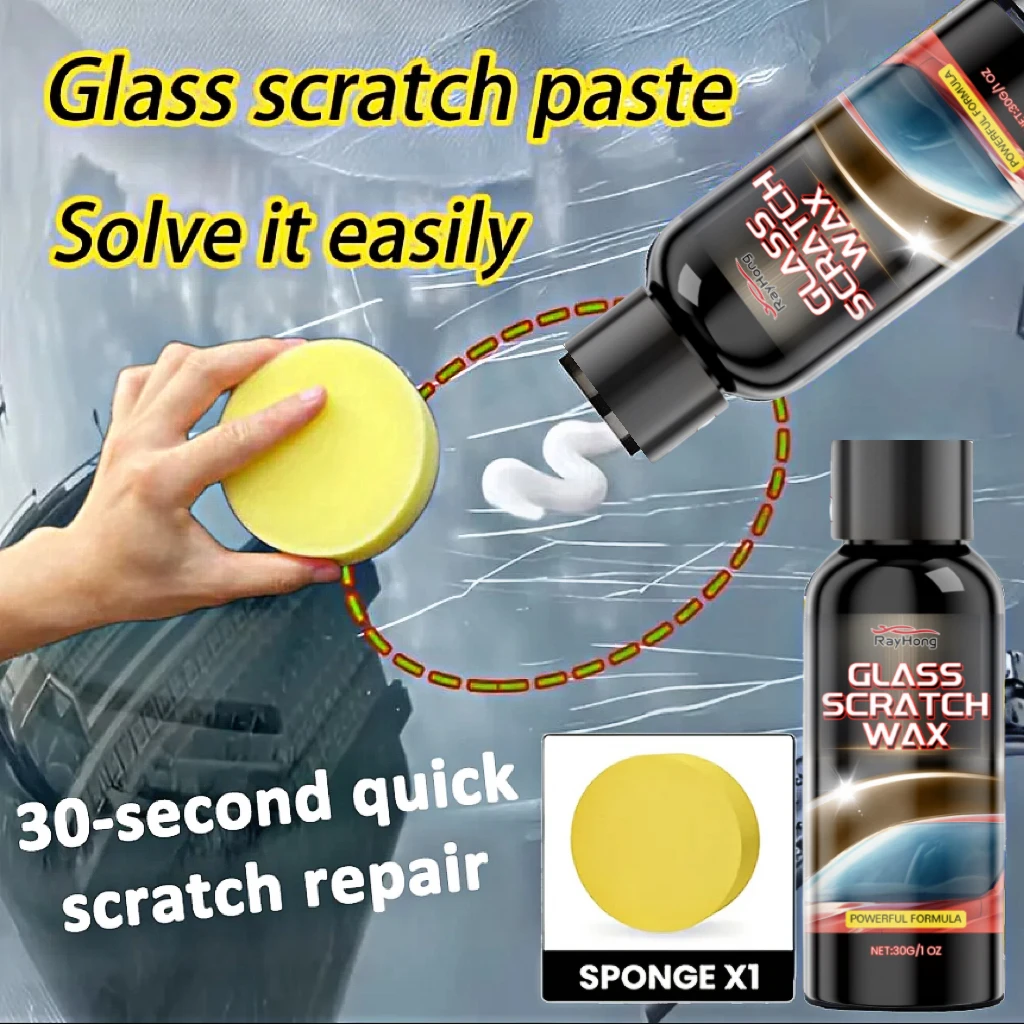 Glass Scratch Repair Wax - Easy-to-Use, No-Residue Paint Scratch Remover for Car Windows, Deep Scratch Removal, Protective Coati