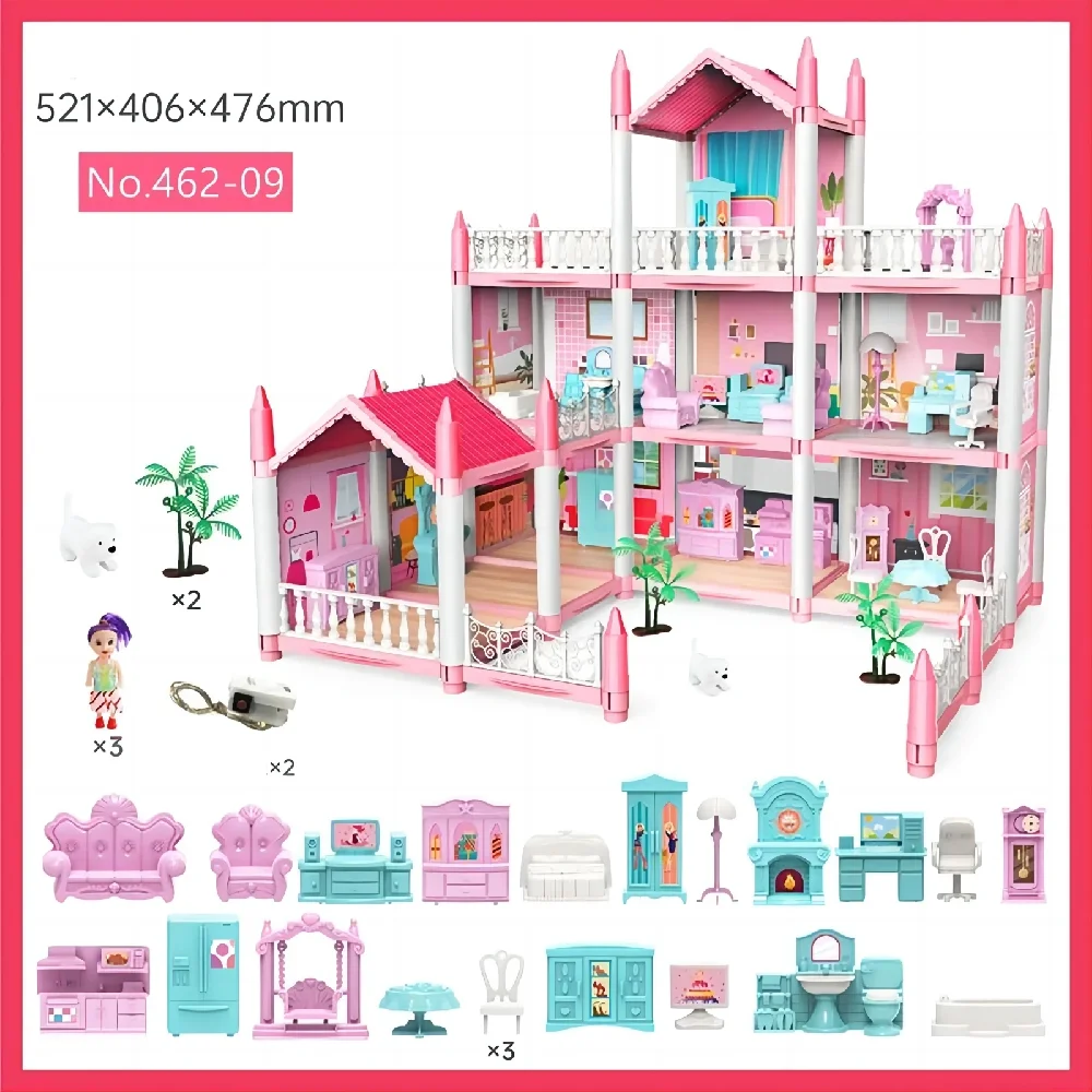 Diy Villa Castle Model Toy Simulation Princess Doll House Girl Gift Play Home Set Lighting Villa