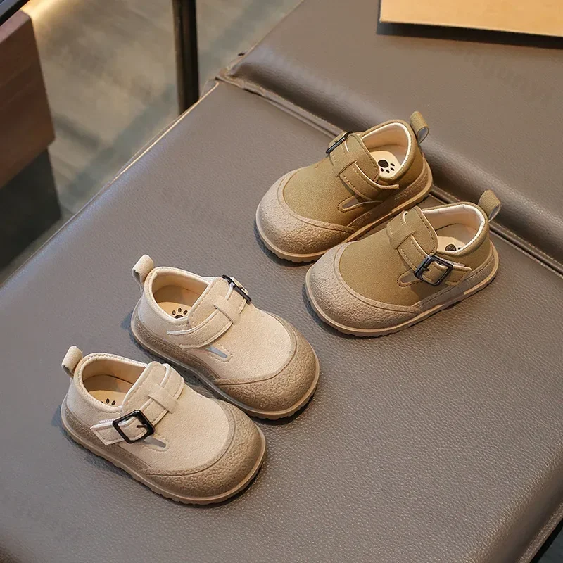 2025 New Boys Girls Casual Shoes Children Fashion Buckle Round-toe Britain Style Loafers Kids Unisex Shoes Baby First Walkers