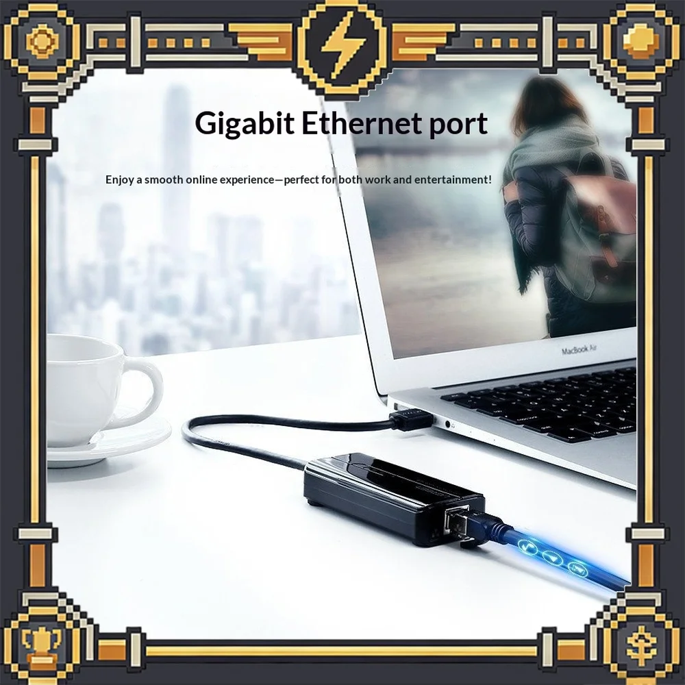 UGREEN 20265 USB 3.0 Hub with 3 USB Ports Gigabit Ethernet RJ45 5Gbps Network Adapter for Laptop Desktop PC