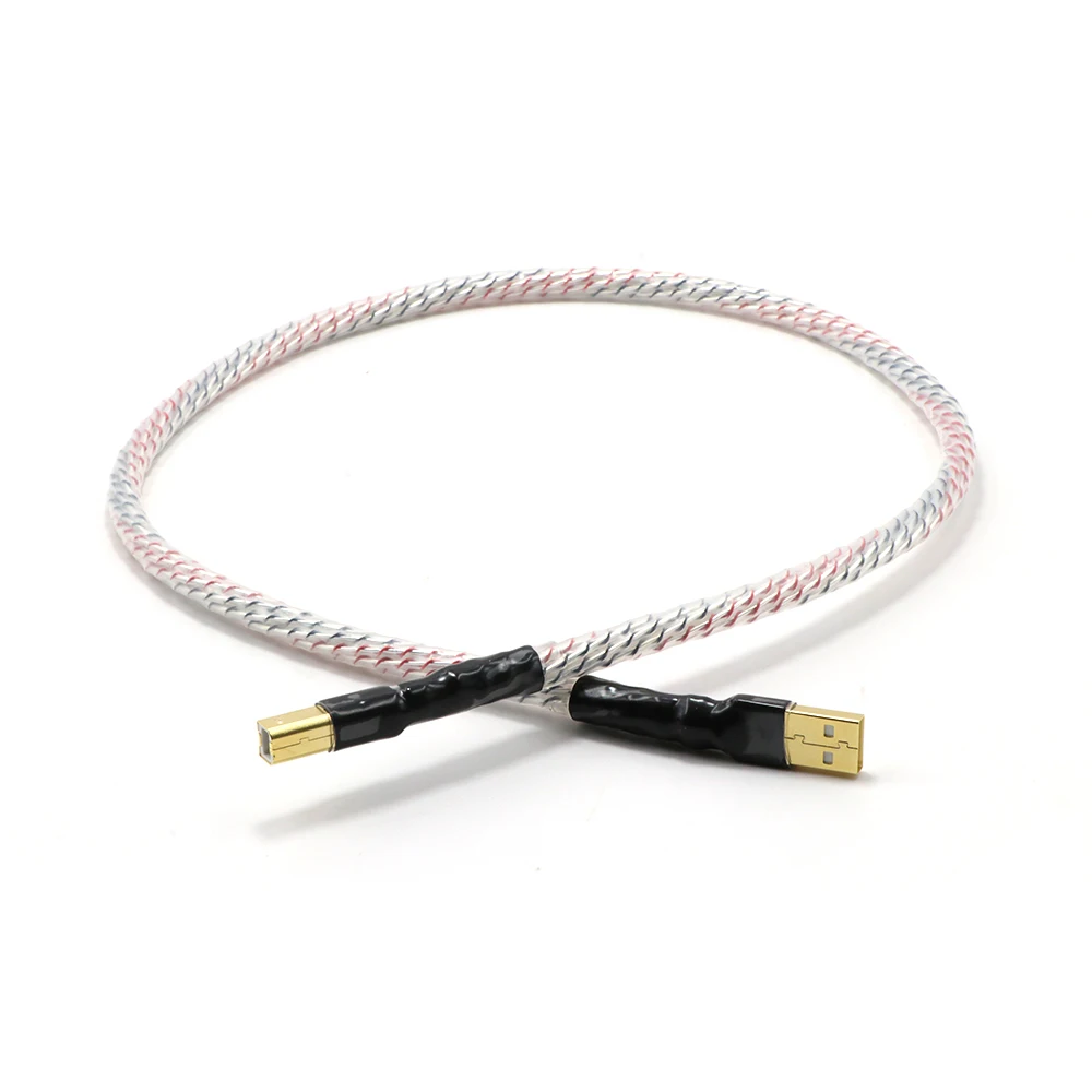 Hifi Valhalla occ Silver Plated USB Cable type A to Type B Data Cable For DAC