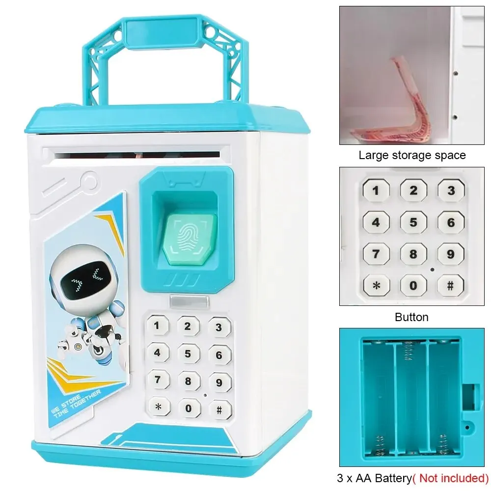 Hucha electrónica con huella dactilar para niños, Banco de Ahorro de monedas en efectivo con música, depósito automático, regalo de Navidad, caja de contraseña ATM