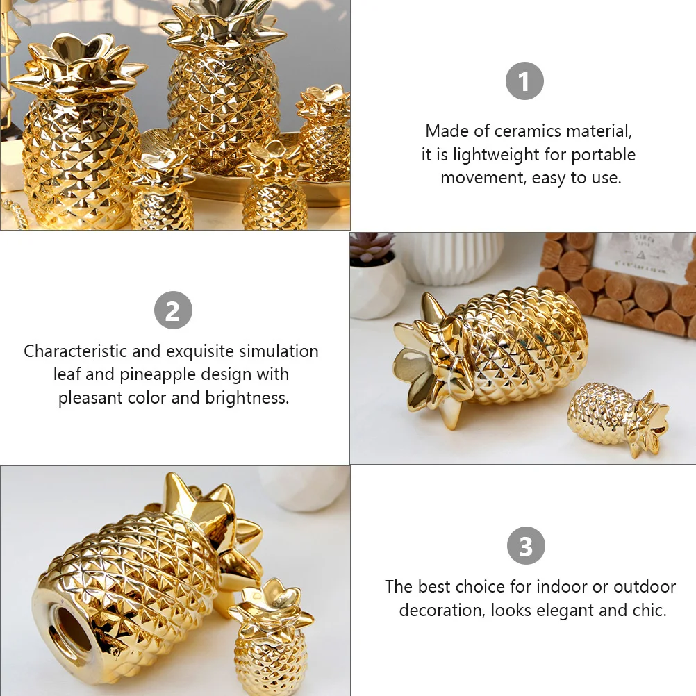 

Elegant Golden Pineapple Ceramic Ornament Creative Table Decoration Lightweight Home Office Adornment Table Ornament
