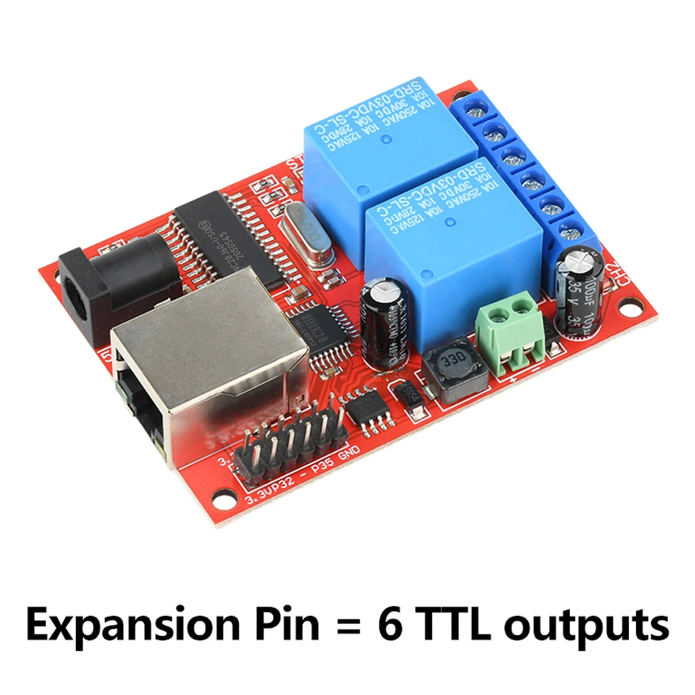 DC 5-24V 2-way Ethernet relay cloud remote control network switch timer controller module LAN WEB Server internet control