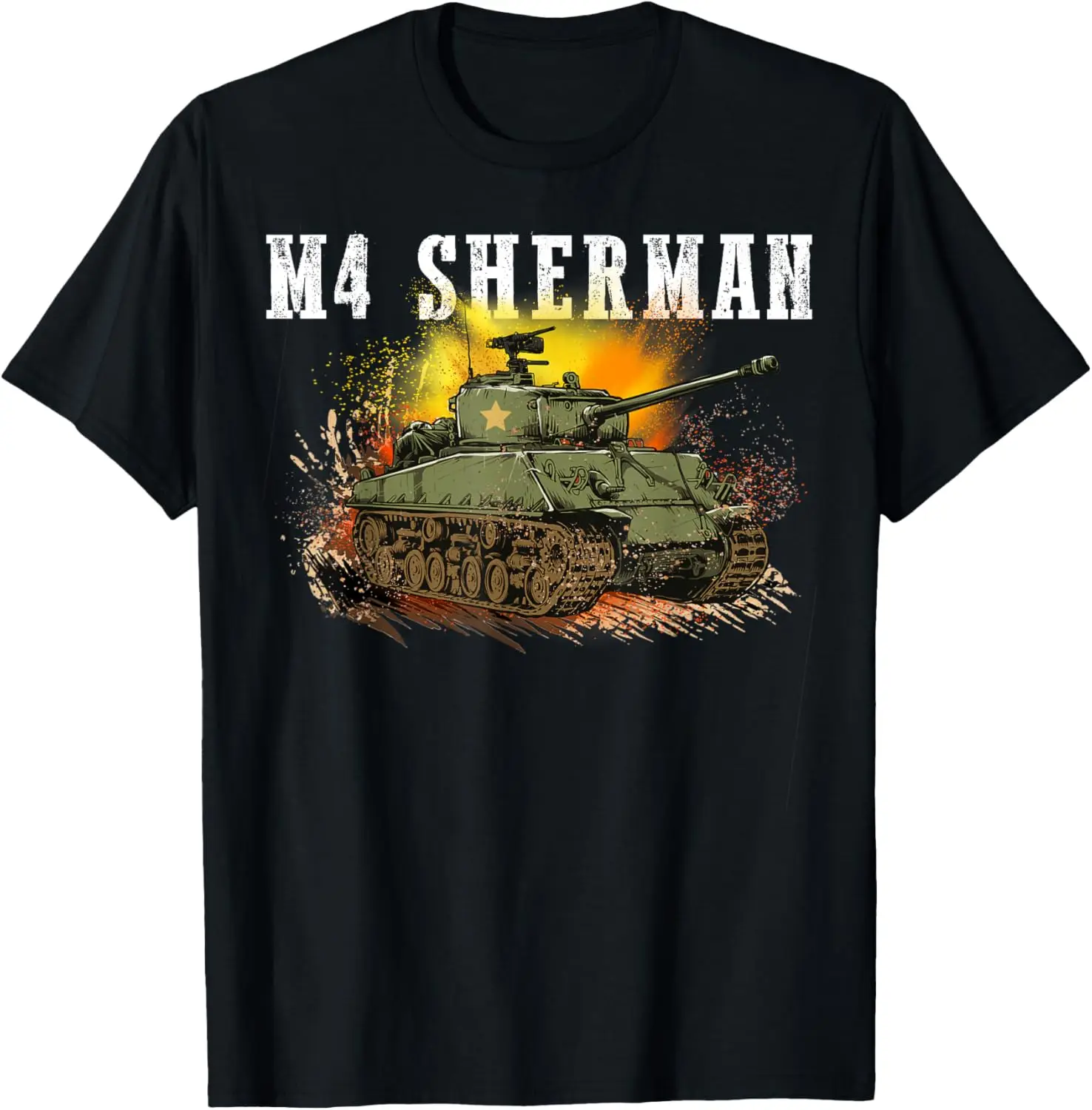 

WWII US Army M4 Sherman Tank T-Shirt 100% Cotton O-Neck Short Sleeve Summer Casual Mens T-shirt Streetwear