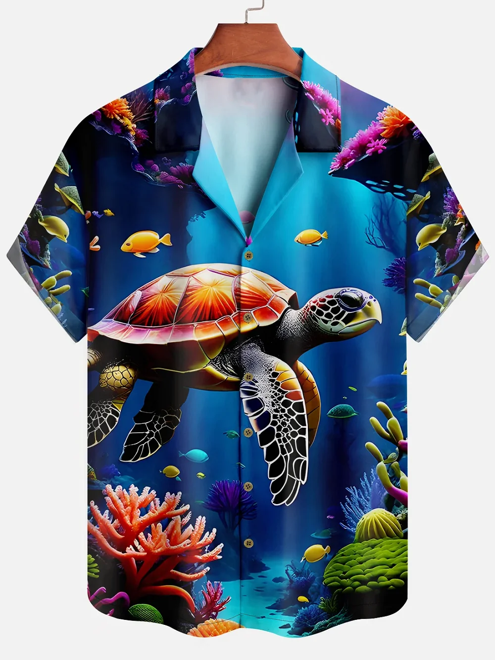 Hawaiian Men's Comfortable Breathable Turtle Print Shirt Mens Short Sleeve Shirt Summer Loose Beach Oversize Top Shirts For Mens