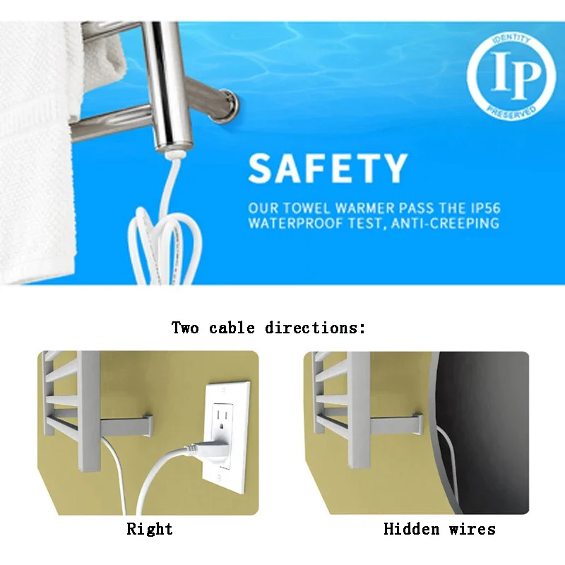 ชั้นวางผ้าขนหนูไฟฟ้า 304 สแตนเลสจับเวลา/อุณหภูมิควบคุมอุ่นราวผ้าเช็ดตัว 450*600*110 มม.ผ้าเช็ดตัวอุ่น 110 V/220 V