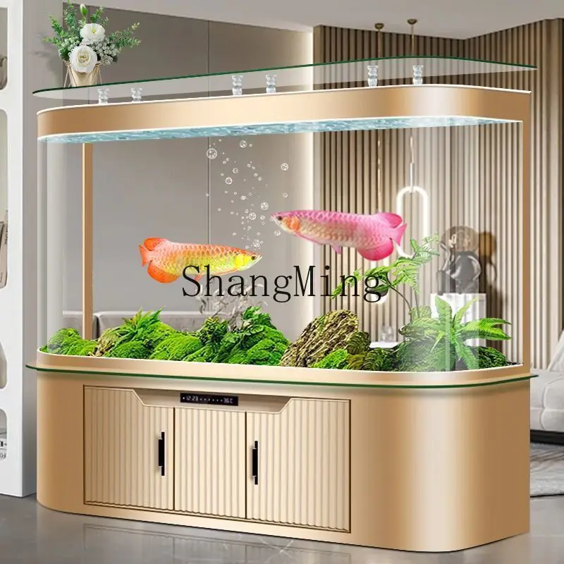 

SM new hot bending integrated fish tank living room household bottom filter water-free large floor aquarium