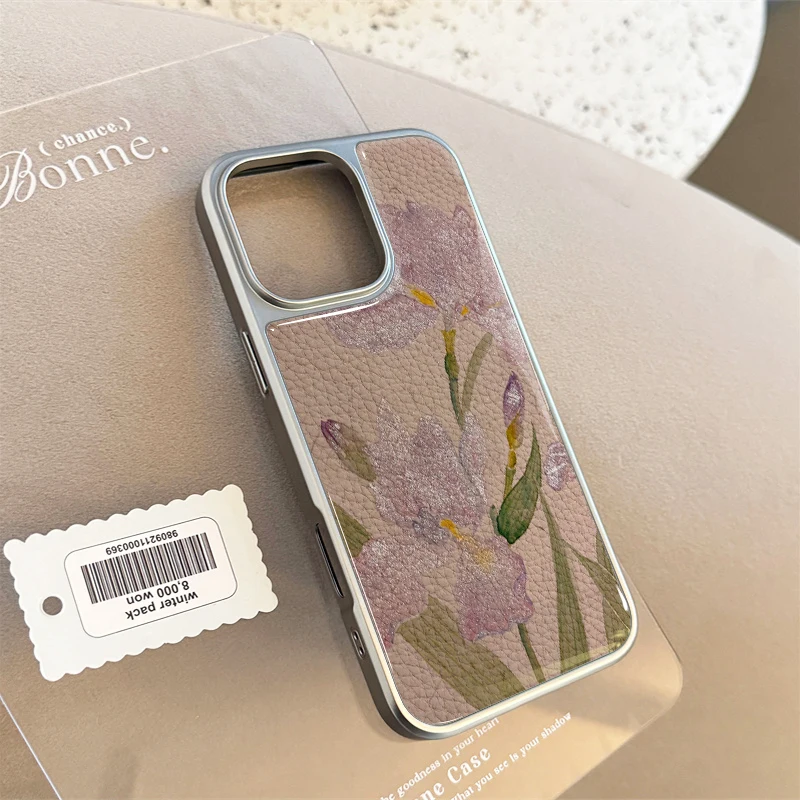 حافظة هاتف نبيلة وأنيقة من جلد الزنبق الأرجواني لهاتف iPhone11/12/13/14/15/16/17 Pro Max AIR PLUS