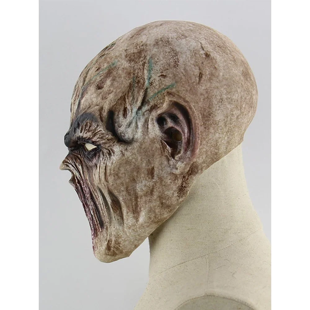 Ghoul Monster Mask Premium Latex Realistic Wound Details Horror Party Decor for Special Effects Fans with Hooded Robe Included view 3