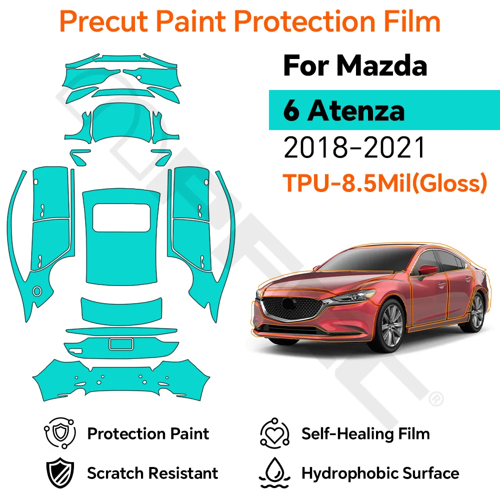

For Mazda 6 Atenza 2018-2021 Clear TPU Paint Protection Film 8.5Mil Scratch Resistant Full Body Anti Yellowing Automotive PPF