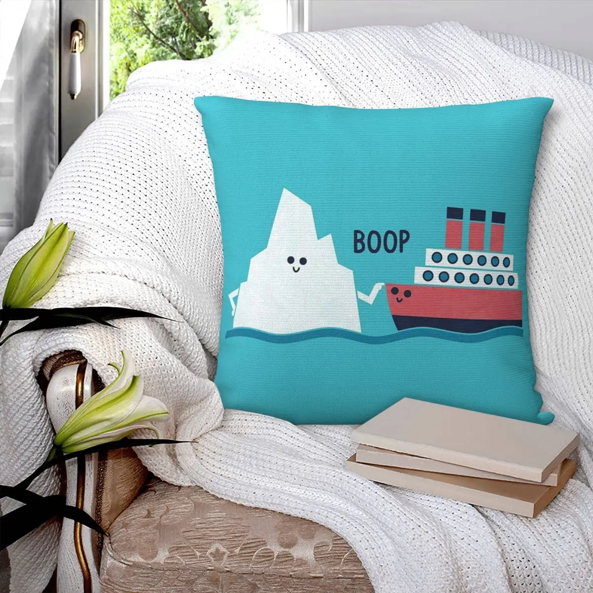 Boop Square Pillowcase Pillow Cover Polyester Cushion Decor Comfort Throw Pillow for Home Car