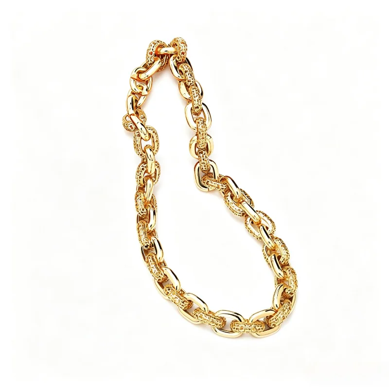 CHHC Men Hip Hop Thick Chain Necklace Vintage Textured Link Chain Trendy Statement Copper Alloy Neck Jewelry
