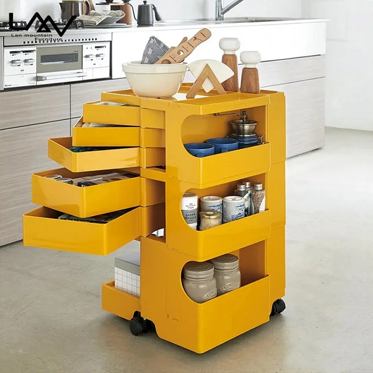 

Modern Creative Storage Metal Frame with Wheels Multi-layer Rotatable Storage Cabinet Can Be Used As Home Office