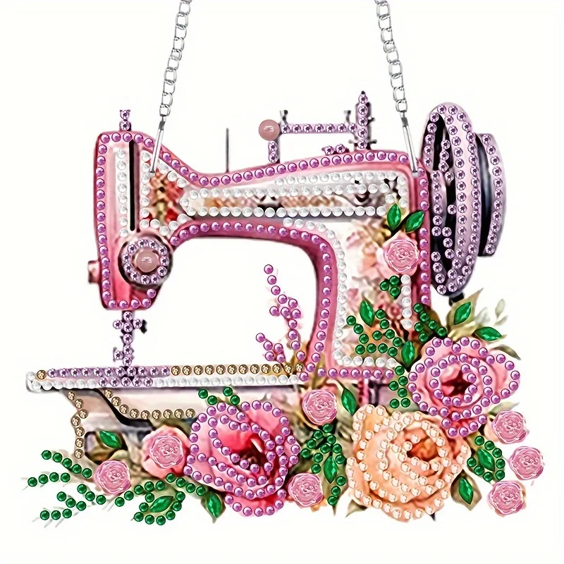 

Набор 5D DIY акриловых подвесок с алмазной росписью и узорами швейной машины - кристаллическое искусство уникальной формы, идеальный выбор для хо