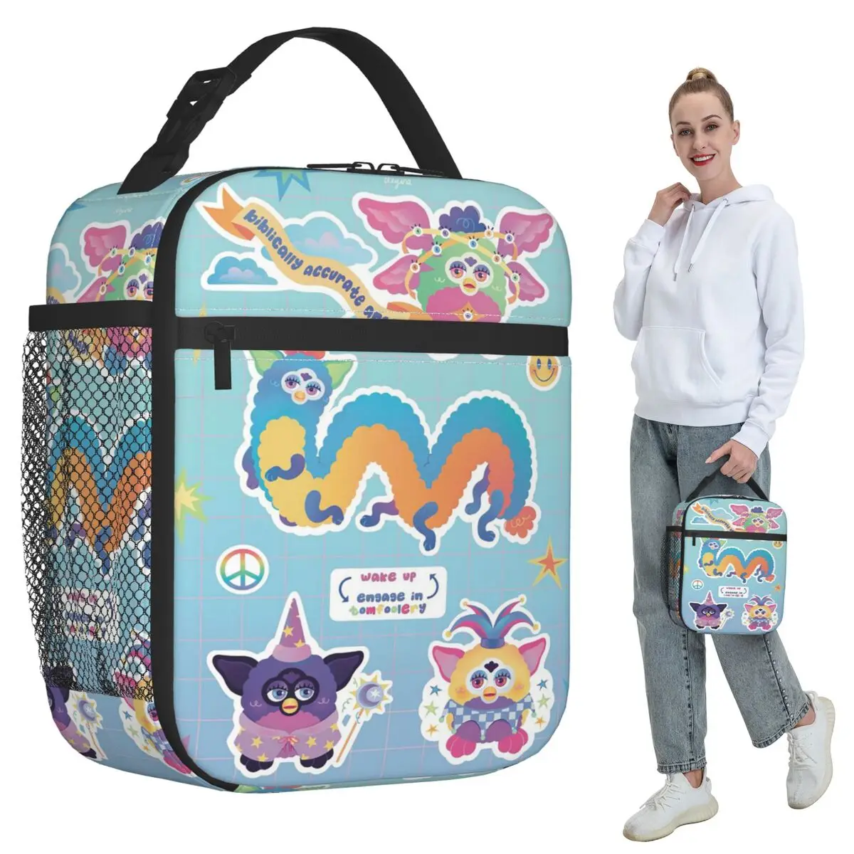 

Nightmare Furby Cartoon Insulated Lunch Bag for Women Office Cooler Thermal Food Box Tote Leakproof Lunch Boxes Container