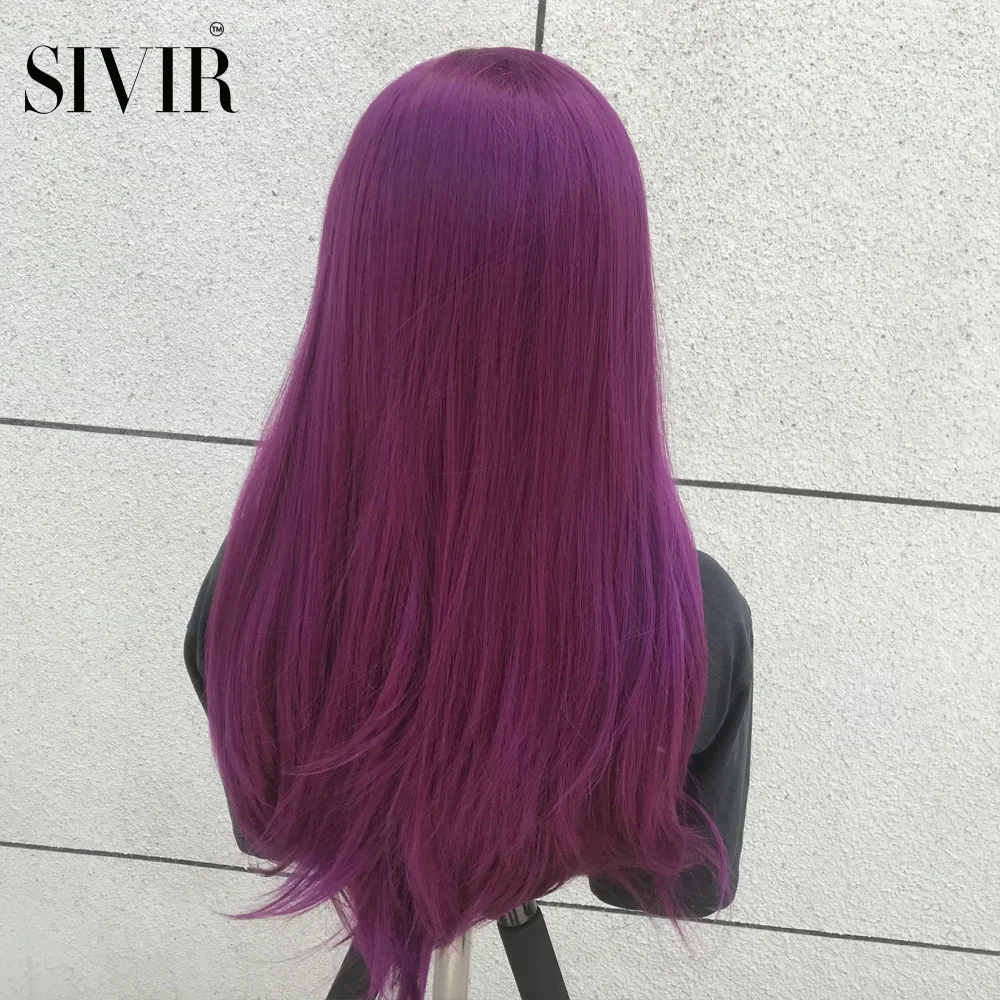 Sivir Synthetic Purple Lace Brazilian Wig Long Straight Wigs For Women Middle Part Hair Party/Daily/Cosplay Heat Resistant Fiber