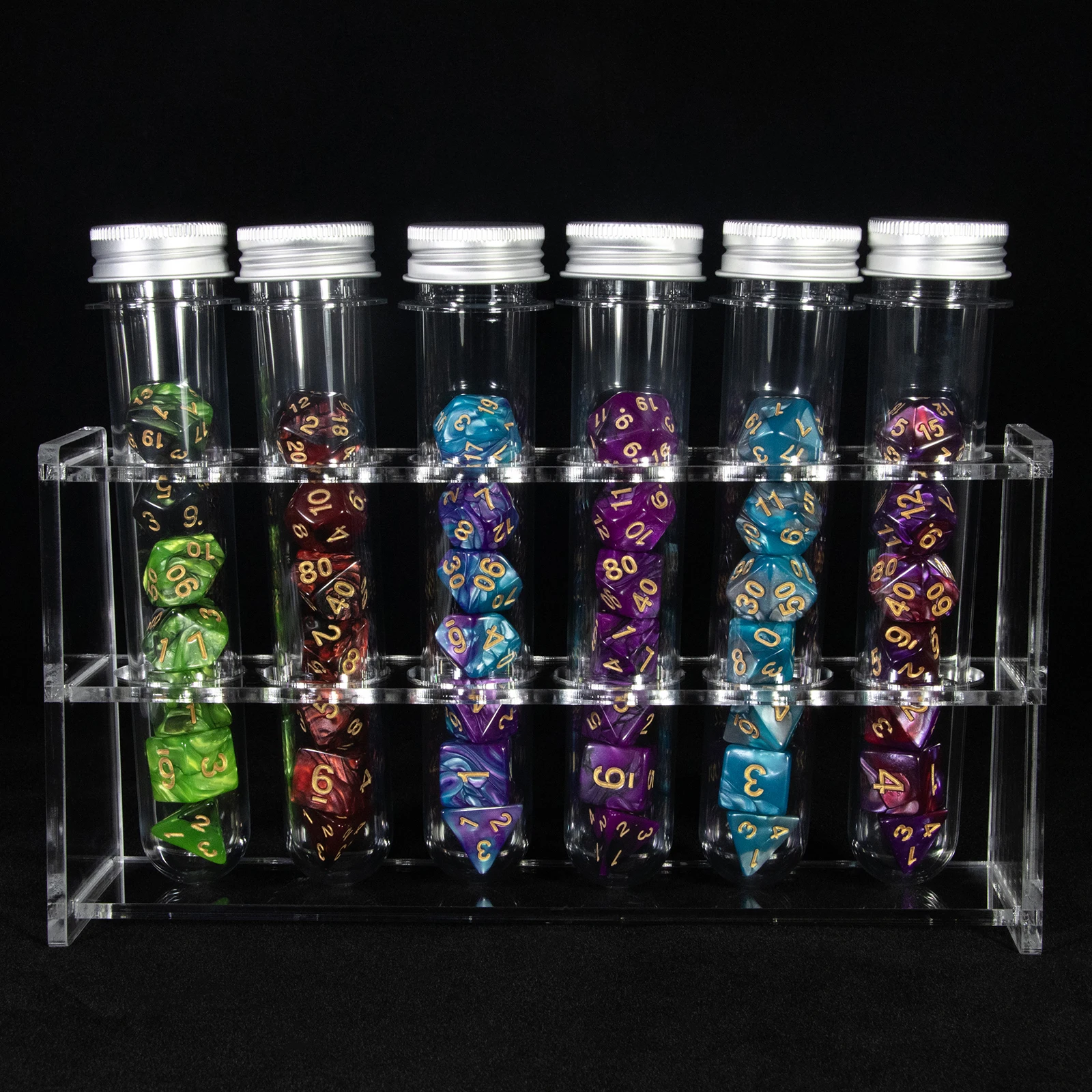 6 sets Acrylic Multi-sided DND RPG Dice with Tube for DND Role Playing Table Board Game Digital Dice Dnd Dice Set