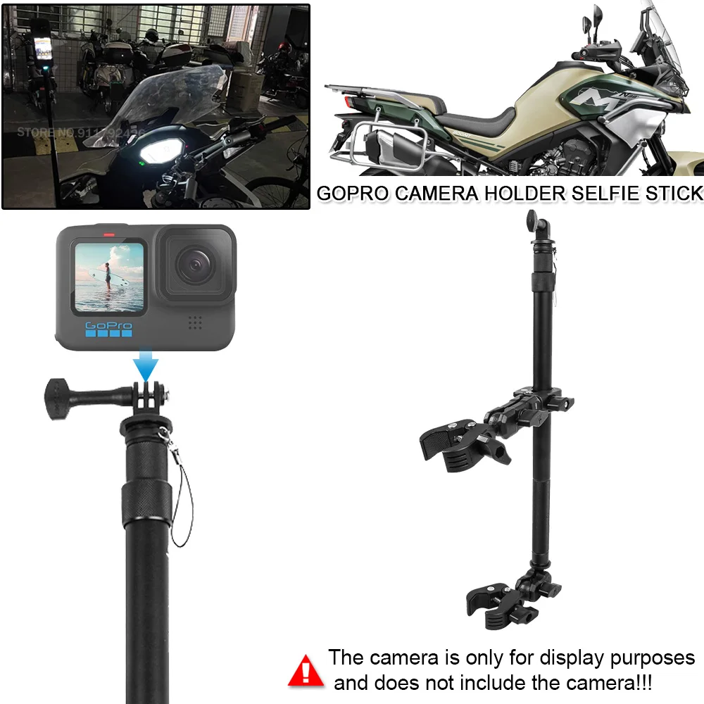 Motorcycle Panoramic Selfie Stick Stable Scalable Gopro Driving Recorder Camera Holder Bracket Universal For Motorbikes Travel