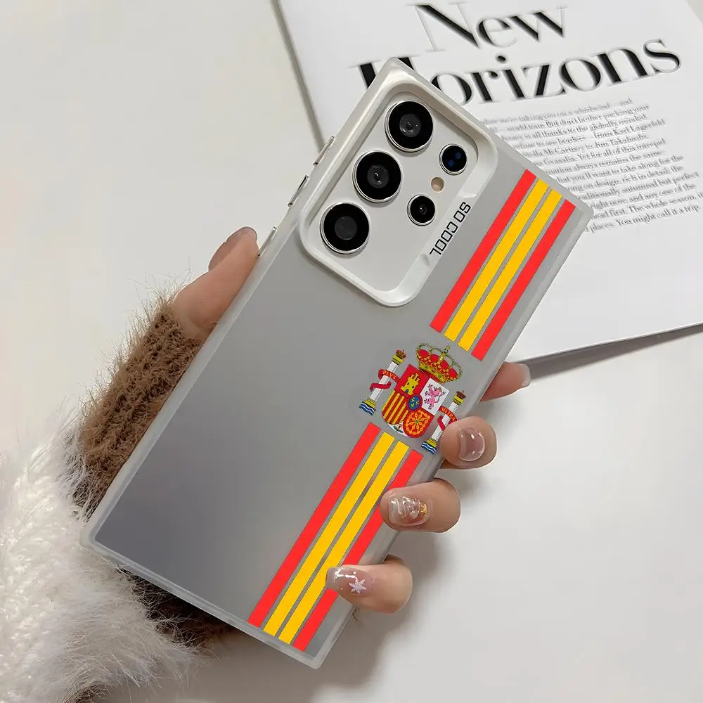 Spain LOGO Espana Red Yellow Phone Case For Samsung Galaxy S25 Edge S24 S23 S22 S21 S20 Ultra Funda Silicone Silver Phone Case