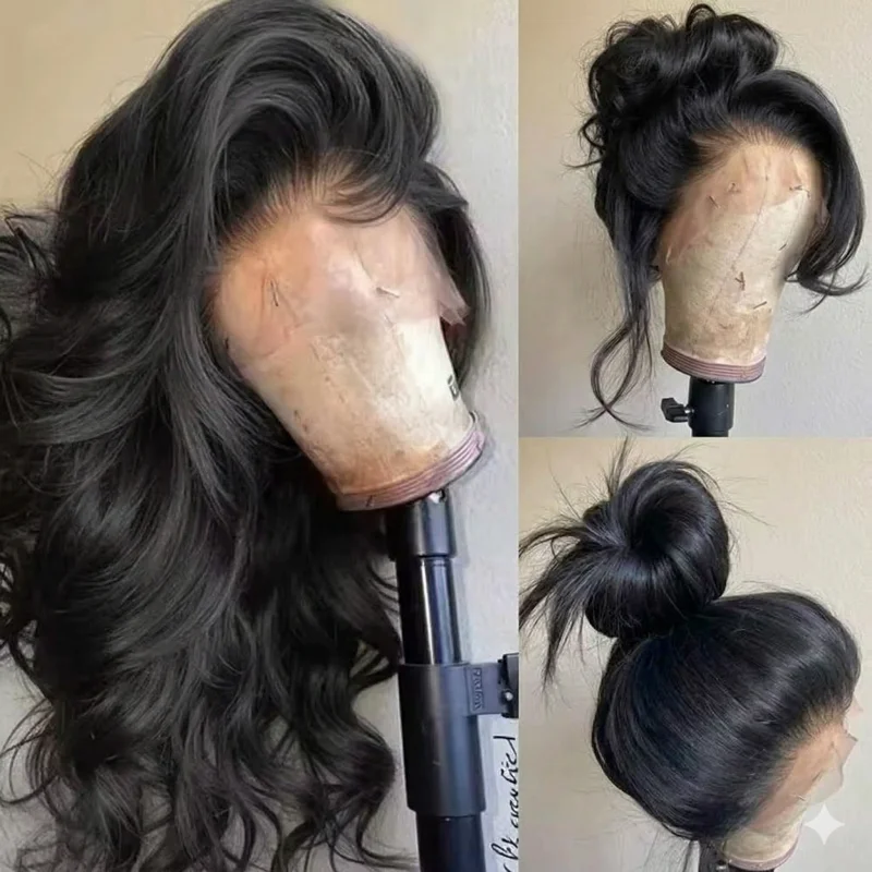 30 40 Inch Body Wave Human Hair Wigs Brazilian 13x6 Hd Transparent Lace Frontal Wig Wet And Wavy Lace Front Human Hair Wig Natural Black image 2