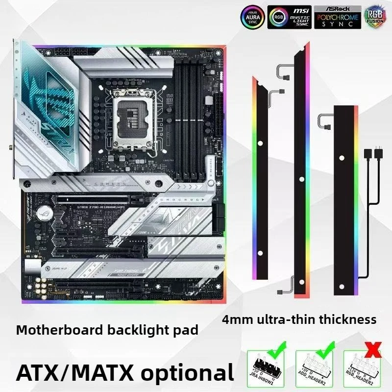Computer Motherboard Luminous Pad, Backlight Pad, Back Panel, 5v 3Pin ARGB AURA Synchronous PC Cabinet Mobo Modification