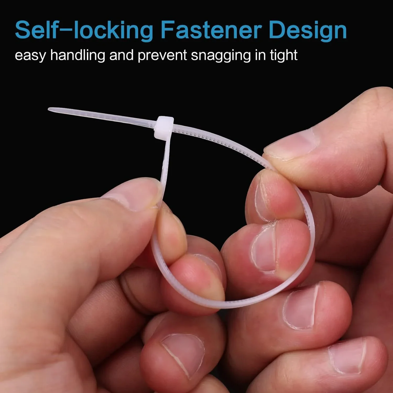 Abraçadeiras de nylon com travamento automático branco de 1000 pacotes – Abraçadeiras de plástico duráveis de 4 polegadas para uso interno e externo