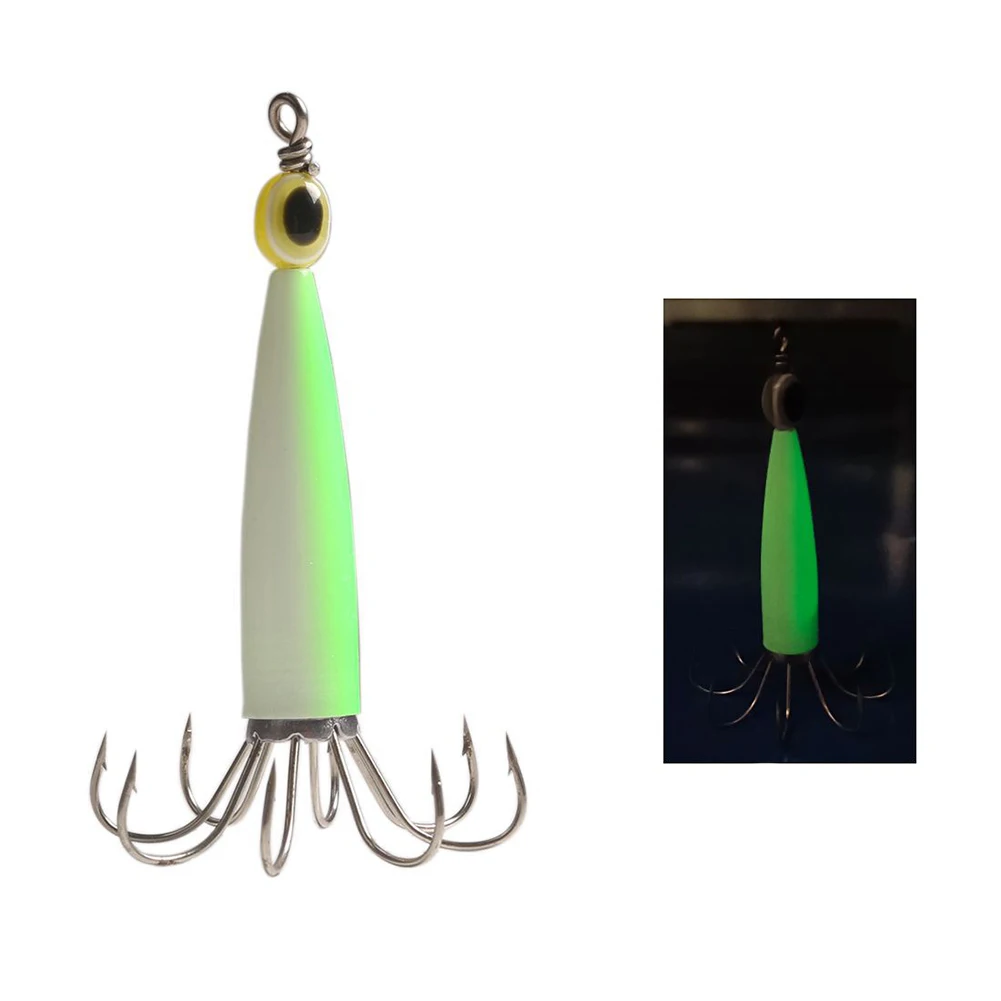 New Practical Fishing Lures Squid Jigs Baits Glow In The Dark Luminous Part Puget Sound Wear-resistance 5Color