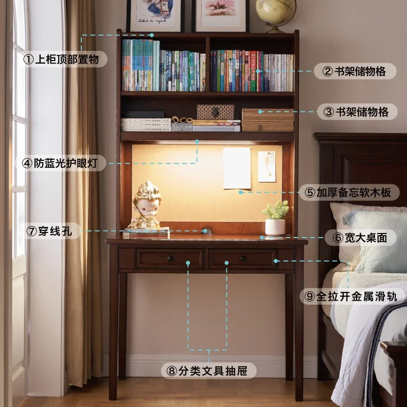 جميع أرفف الكتب المكتبية المصنوعة من الخشب الصلب، وتعلم الأطفال المتكامل، وطاولة كمبيوتر صغيرة اقتصادية