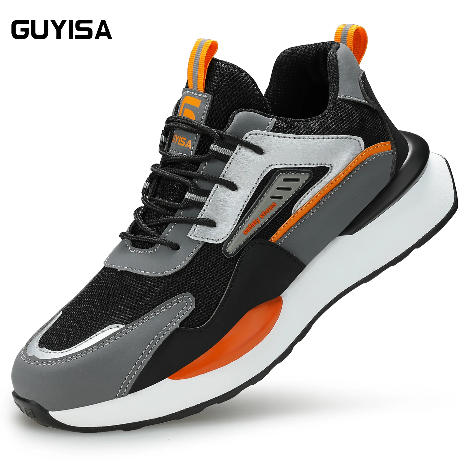 GUYISA Men's Steel Toe Anti Smashing and Anti Piercing Lightweight and Comfortable Professional Safety Shoes