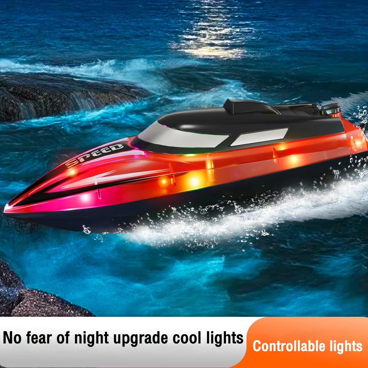 Rc Boat 2.4G High Speed Waterproof Racing Remote Control Boat Toy Model with Light Speedboat Outdoor Toys Children's Day Gifts