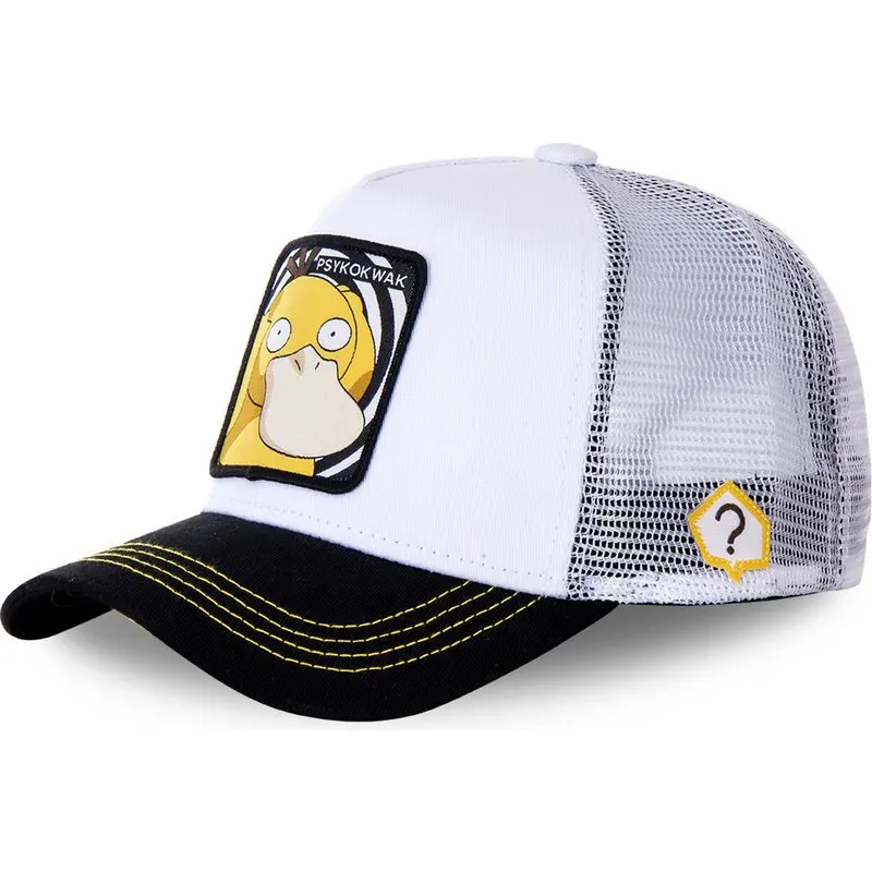 Pokemon Series Cute Cartoon Leather Kachu Psyduck Summer Net Hats Ventilated Men\'s and Women\'s Baseball Caps Hip Hop Fashion