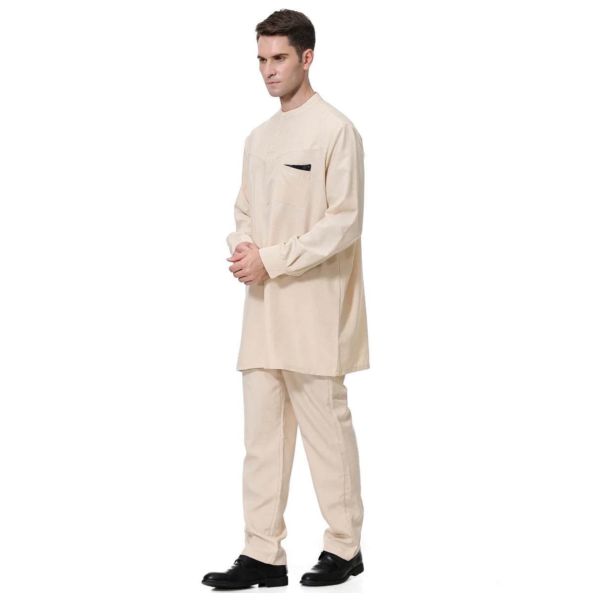 Terno de calças Toga masculino do Oriente Médio, Thobe árabe muçulmano, Thawb Caftan Suit