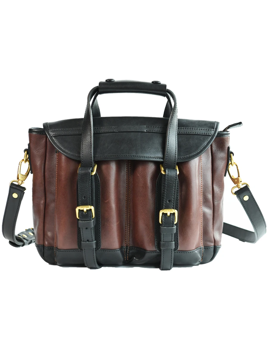 outdoor travel work handmade first layer cowhide men's handbags Vintage high quality genuine leather shoulder messenger bag