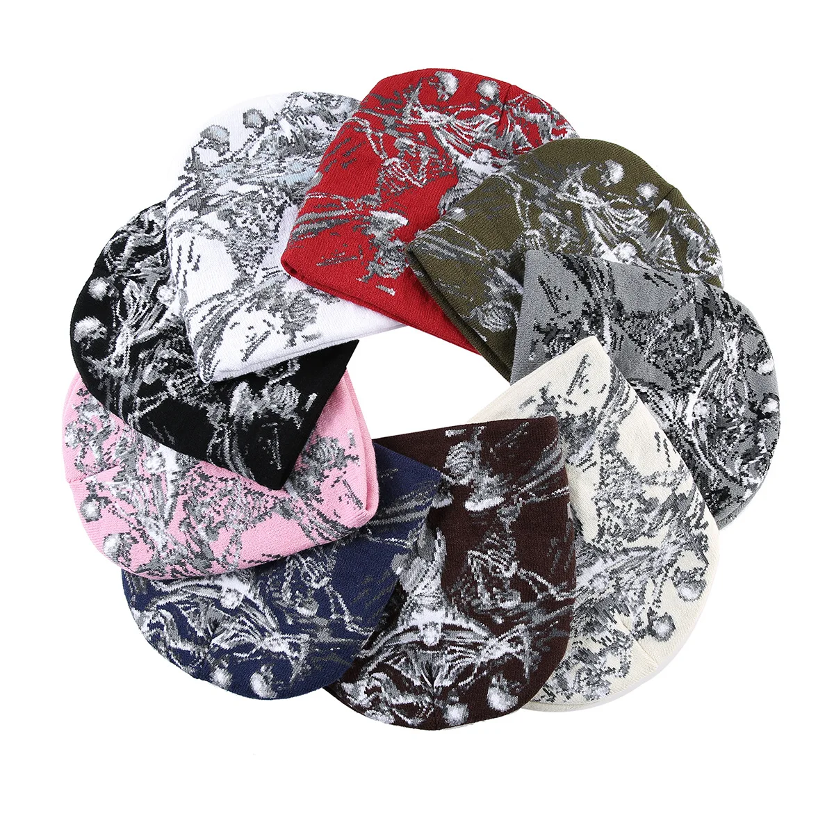 Fashion New Dark Style Jacquard Angel Skull Knitted Hats Warm Hip-hop Men Women Color Block Personal Street Beanies Versatile