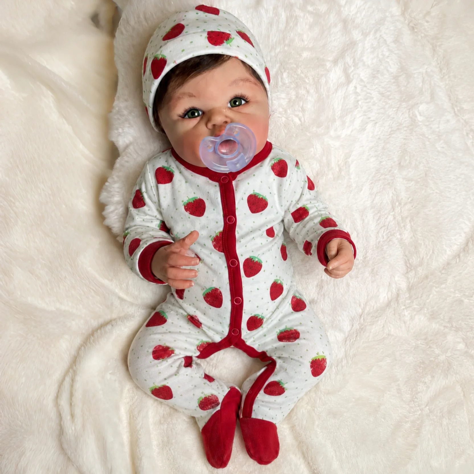 Rooted Hair 18inch Silicone Reborn Girl Doll Open Mouth Already Painted Handmade/Lifelike/Real To Touch Doll For Kids' Gift view 3