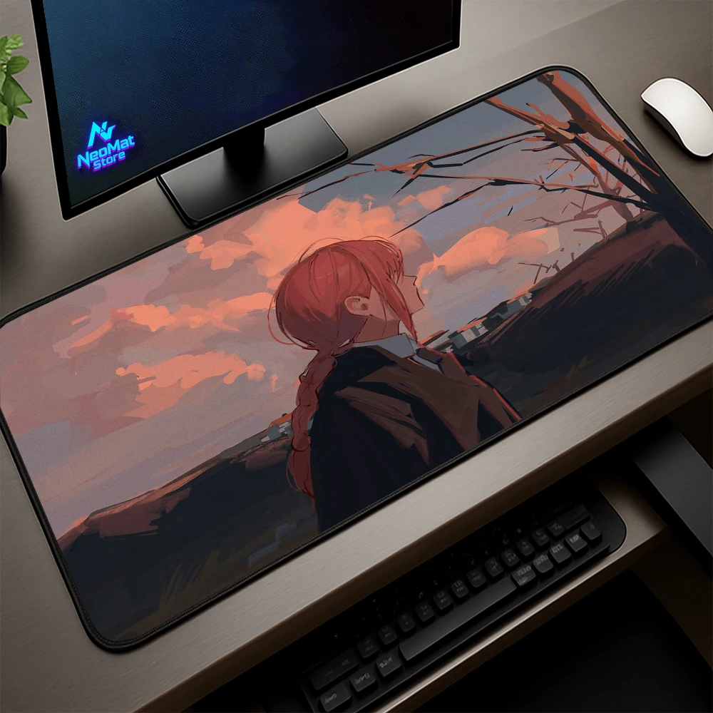 

Makima Chainsaw Man Mouse Pad Gamer Girl Big Mousepepad Anime Pink Office Mat Office Desk Accessories Woman Mousepad 900x400