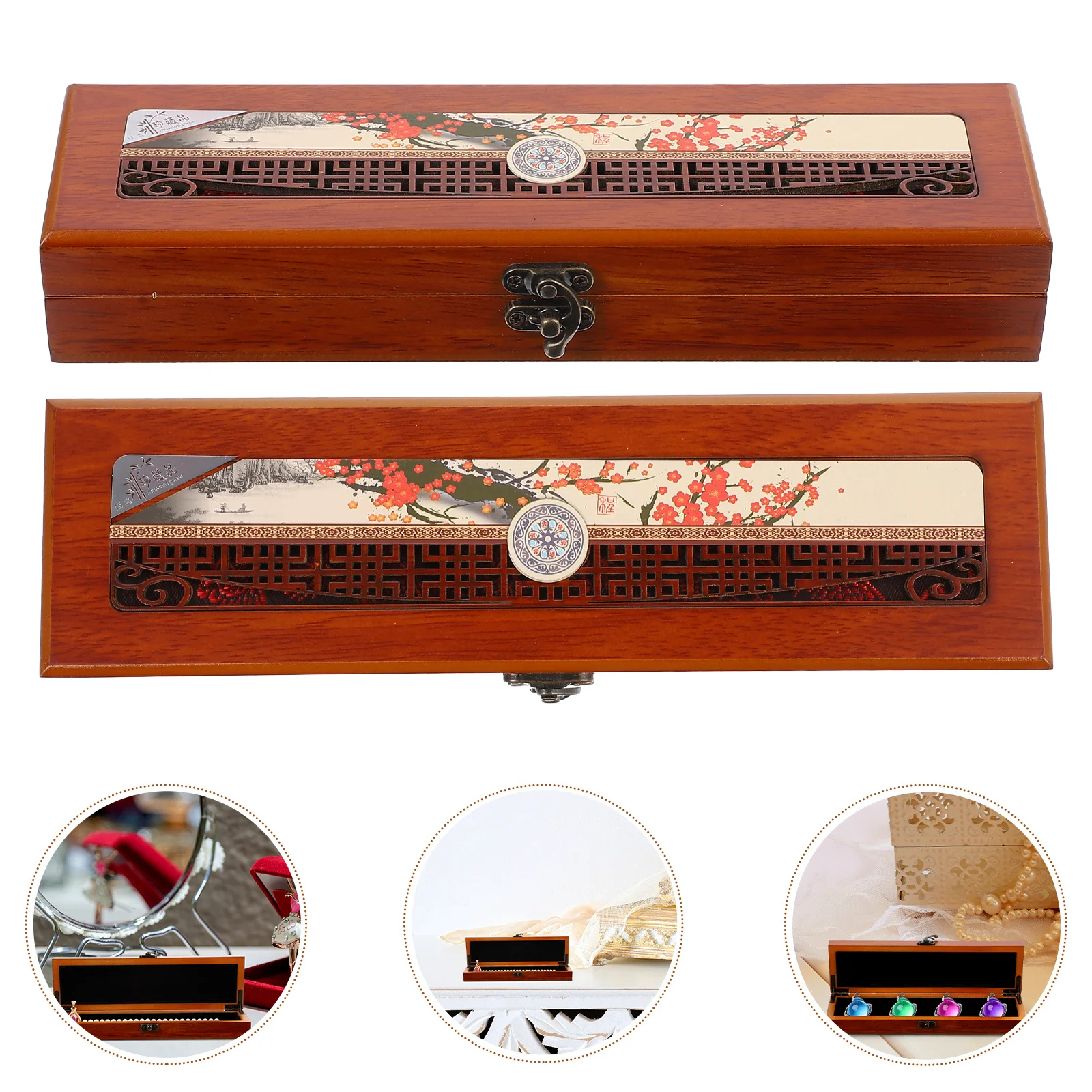1 قطعة علبة مجوهرات خشبية خمر نمط صندوق تخزين المجوهرات المنزلية الخشب المنظم هدية صندوق تخزين جوهرة