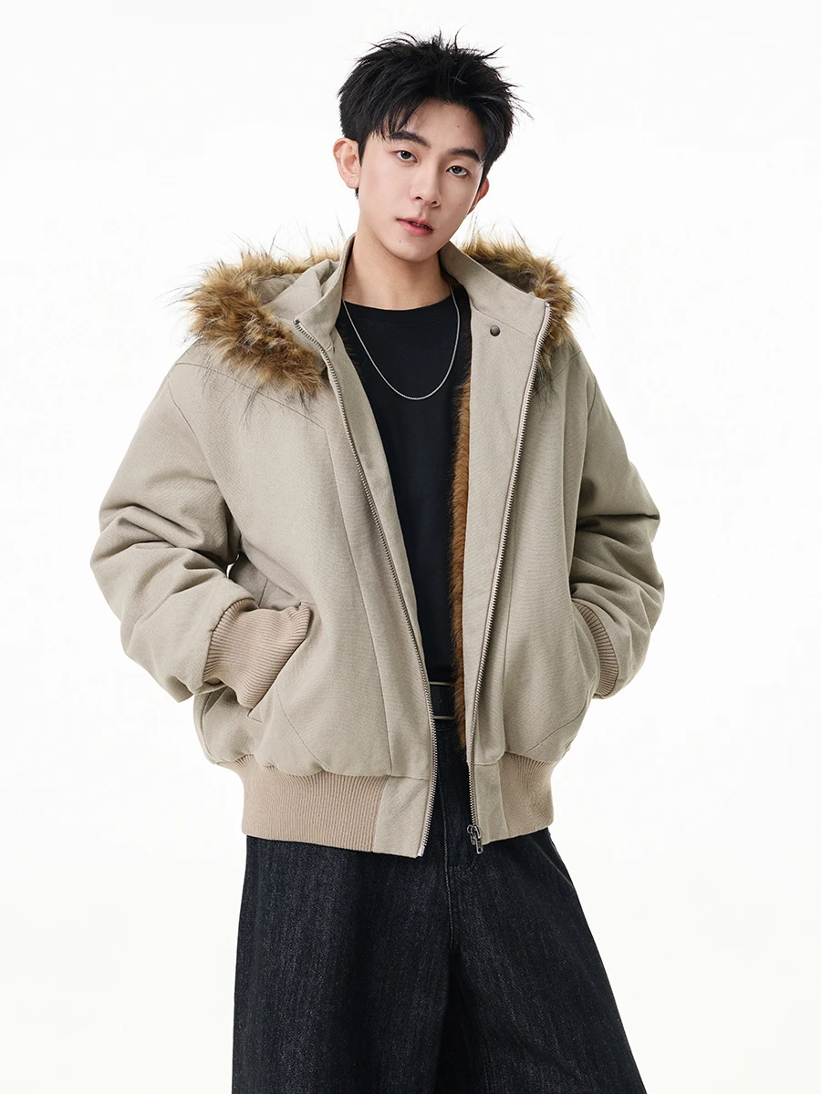 

Boyue American Detachable Fur Collar Hooded Jaet High Street Warm Design Sense Harrington Cotton Clothes for Men And Women