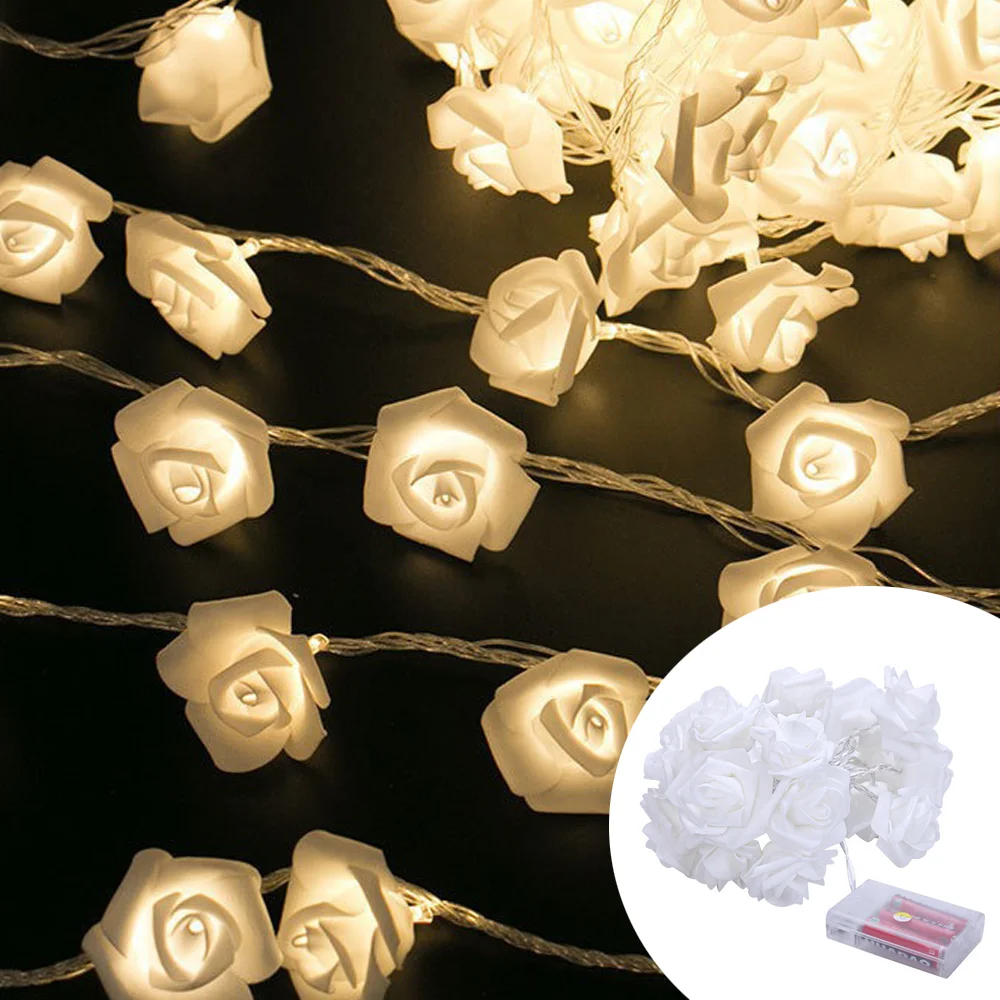 

LED Roses Flower String Lights Holiday Garland Battery-operated Fairy Light Birthday Valentine Wedding Party Decoration Lights