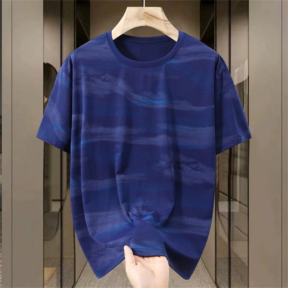 Sommer Kurzarm T-shirt Männer 10XL 11XL Plus Größe T-shirt Vintage Tops Tees Männlichen Mode Lässig Wasser Welligkeit Hemd Große größe