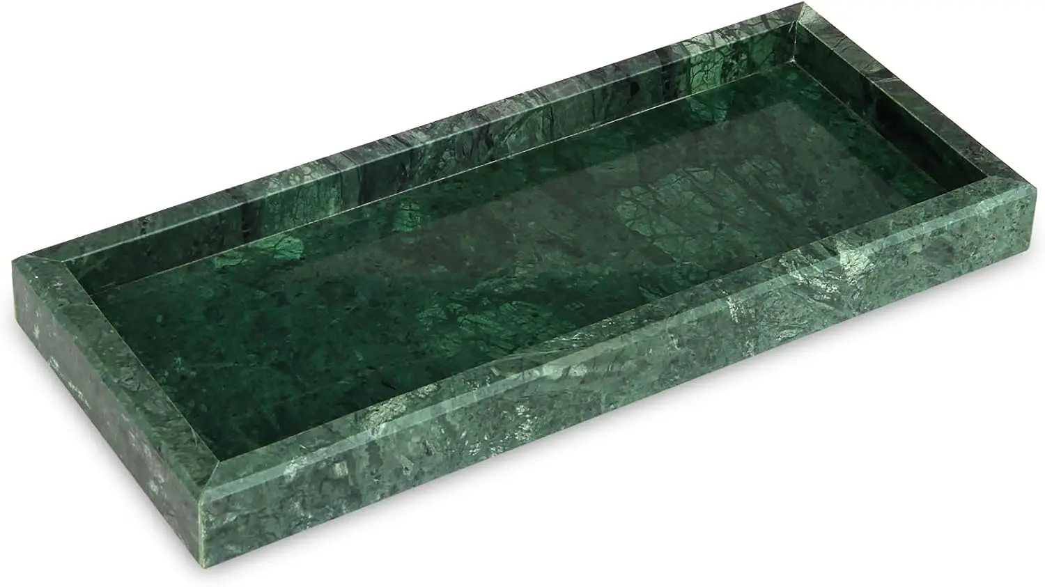 

Green Marble Vanity Tray Small Stone Decorative Organizer for Bathroom Dresser Kitchen Toilet Sink