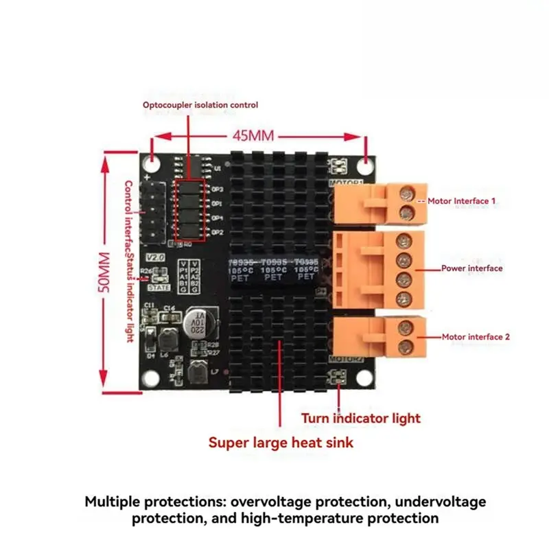 ABJT-DC Brushed Motor Driver Module 12V/24V 12A 2 Channel 300W Surpass L298N