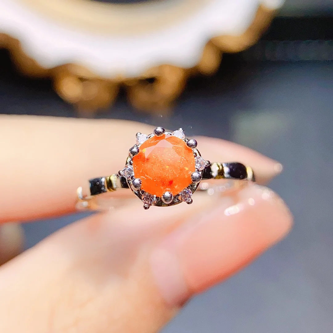 

Orange Fire Opal Ring Unique Engagement Ring 925 Sterling Silver For Women Fire Opal Silver Rings