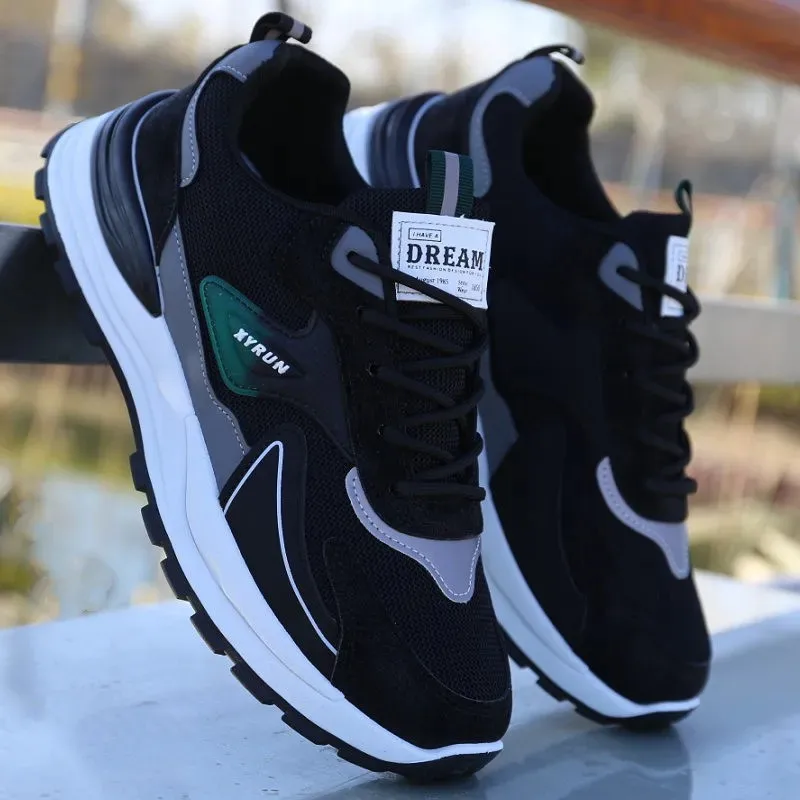 Tênis Masculino Fashion Versátil em Malha Respirável Antiderrapante para Corrida e Esportes - Calçado Esportivo Masculino